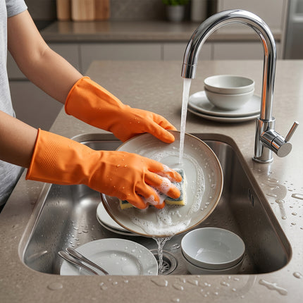 Medium Victor Orange Cleaning Rubber Gloves (1 Pair)