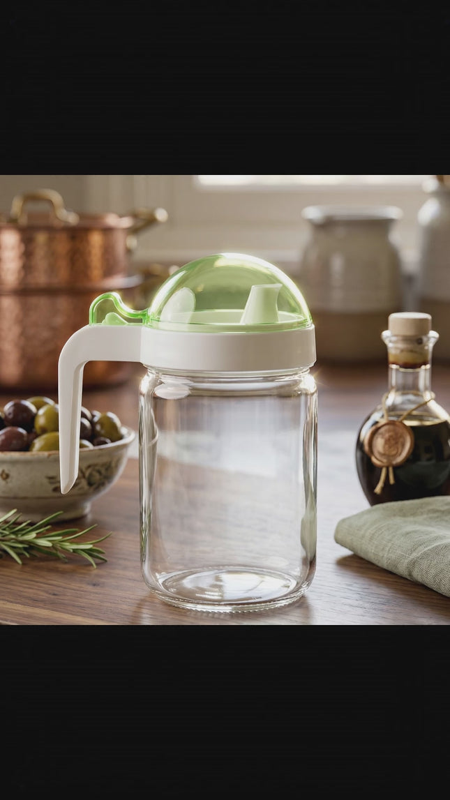 Glass Oil Bottle With Lid - 580ml Capacity Perfect For Oil