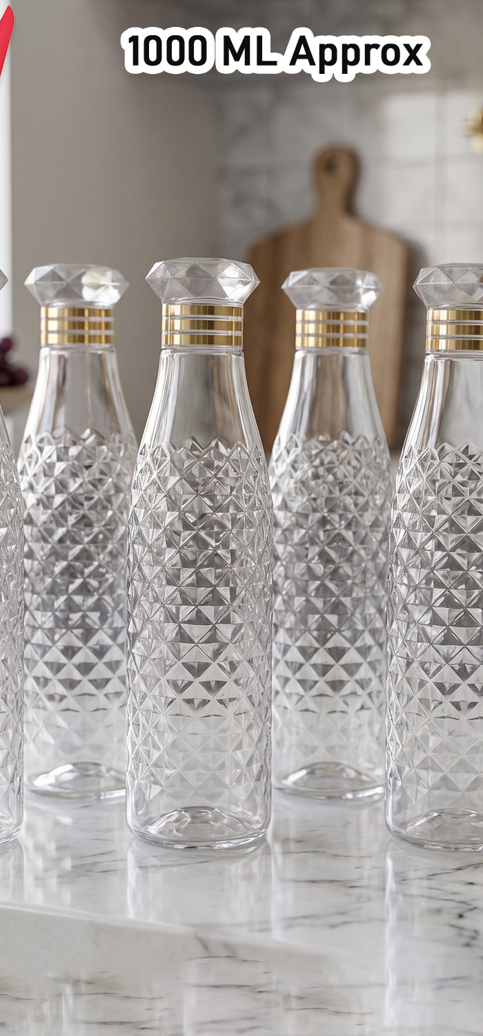Premium Designer Transparent Water Bottle Set (6 Pc Set 1000 Ml Approx)
